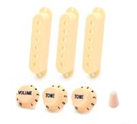 Cubiertas de pastilla para guitarra eléctrica estilo ST de 48, 50, 52 mm, con volumen, perillas de 2 tonos y punta de interruptor para reemplazo de selector de pastilla de 5 vías (amarillo)