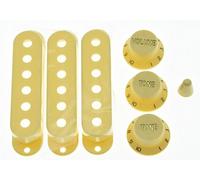 Cubiertas de pastillas vintage de KAISH para guitarra ST Strat en color crema, con perillas y tapa de interruptor de 5 vías