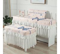 Cubiertas de piano con diseño de encaje de poliéster de dibujos animados con sin soporte de música, cubierta de polvo impresa de un solo asiento doble para taburete (cojín de taburete individual,