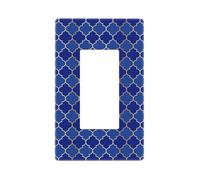 Cubiertas de placa de pared con forma de linterna de rejilla azul y dorada, 1 banda, placas de pared sin tornillos, tamaño estándar 4.6 x 2.8 pulgadas, cubierta decorativa para interruptor de luz