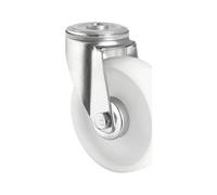 Cubiertas de poliamida, blancas eurokraft basic, Ø x anchura de rueda 100 x 36 mm, agujero dorsal, a partir de 2 unid.