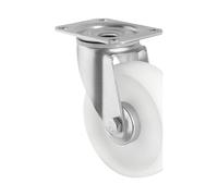 Cubiertas de poliamida, blancas eurokraft basic, Ø x anchura de rueda 100 x 36 mm, placa de montaje, a partir de 2 unid.