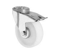 Cubiertas de poliamida, blancas eurokraft basic, Ø x anchura de rueda 125 x 38 mm, agujero dorsal, a partir de 2 unid.