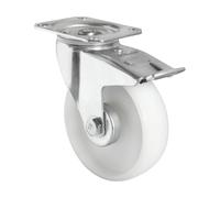 Cubiertas de poliamida, blancas eurokraft basic, Ø x anchura de rueda 160 x 50 mm, placa de montaje, a partir de 2 unid.