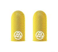 Cubiertas de pulgar de fibra plateada para dispositivos móviles de juego que dependen de la entrada táctil precisa y la pantalla en tiempo real (amarillo)