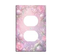 Cubiertas de salida dúplex de mariposa, cubierta de pared de fantasía, concha de flores, primavera, melocotón, plástico, tamaño estándar, fundas decorativas para receptáculo para recámara, baño
