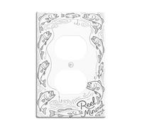 Cubiertas de salida dúplex de peces, placa de pared, gancho de agua natural minimalista, placas faciales de plástico negro de tamaño estándar para enchufes eléctricos para sala de estar, dormitorio