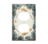 Cubiertas de salida dúplex de robot para placa de pared, cuchillo tostador de dibujos animados fantástico, N/A de plástico azul, tamaño estándar, fundas decorativas para receptáculo para nuevo