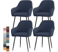 Cubiertas De Sillas para Comedor Estilo Nordico Fundas Funda Silla Extraíble 6/4/2/1PCS Escandinavo Butacas Sillón Oficina Cocina Chair Covers(Dark Blue,4PCS)