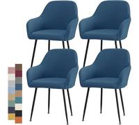 Cubiertas De Sillas para Comedor Estilo Nordico Fundas Funda Silla Extraíble 6/4/2/1PCS Escandinavo Butacas Sillón Oficina Cocina Chair Covers(Blue,4PCS)