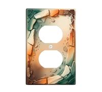 Cubiertas de toma dúplex agrietadas, placa de pared, piedra de roca industrial moderna, ninguno verde azulado, plástico, tamaño estándar, cubiertas decorativas para el hogar, sala de estar, decoración