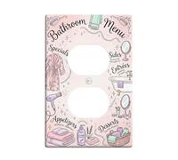 Cubiertas de toma dúplex para baño, placa de pared, elegante bata contemporánea, espejo, primavera, melocotón, plástico, tamaño estándar, cubiertas decorativas para receptáculo para el hogar, sala de