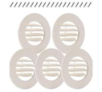Cubiertas de ventilación de techo RV con listones giratorios, se adapta a conductos de 4-5/8 pulgadas, registro de aire acondicionado ABS blanco para remolque de caravana, 6.5 pulgadas (paquete de 5
