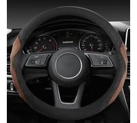 Cubiertas De Volante Coche Cuero Vaca Gamuza Interior Tipo O 38cm para Audi A1 A3 A4 A5 A6 A7 A8 Q2 Q3 Q5 Q7(Coffee O Shape)