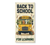 Cubiertas decorativas para puerta de autobús de campus, libros educativos de animales de regreso al campus, color amarillo con cuerda, cubierta de puerta delantera, decoración del hogar para puerta