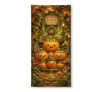 Cubiertas decorativas para puerta de calabazas, casa de hojas acogedoras y elegantes, color naranja otoñal con cuerda, telón de fondo para puerta delantera, decoración del hogar para porche, patio