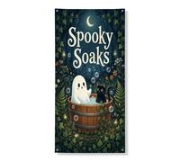 Cubiertas decorativas para puerta de fantasma, diseño de gato juguetón de Halloween, color negro con cuerda, cubierta de puerta colgante, decoración del hogar para porche, puerta, pared, interior y