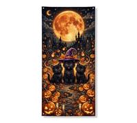 Cubiertas decorativas para puerta de gato, calabazas festivas, luna, Halloween, naranja con cuerda, pancarta para puerta delantera, decoración del hogar para puerta, porche, patio, interior y exterior