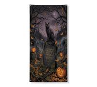 Cubiertas decorativas para puerta de gato, calabazas góticas espeluznantes, lápida de Halloween, naranja con cuerda, cubierta de puerta delantera, decoración del hogar para porche, puerta, interior y