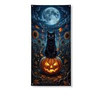 Cubiertas decorativas para puerta de gato, calabazas góticas, girasol, Halloween, negro, con cuerda, telón de fondo para puerta delantera, decoración del hogar, porche, patio, puerta, fiesta, 36 x 72