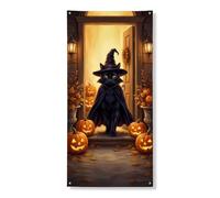 Cubiertas decorativas para puerta de gato, sombrero de calabazas festivas para Halloween, negro con cuerda, cubierta de puerta colgante, decoración del hogar para porche, entrada, fiesta interior y