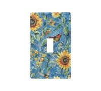 Cubiertas decorativas y placas de interruptor de pintura retro de girasoles, lindas cubiertas de interruptor, tapa de pared para interruptor de luz
