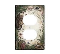 Cubiertas dúplex de gato para pared, diseño de libros vintage, mariposas, otoño, color verde, plástico, tamaño estándar, decorativas, para dormitorio, baño, cocina, entrada, decoración