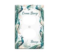 Cubiertas dúplex de pavo real, placa de pared, concha natural costera, algas marinas, verano, verde azulado, plástico, tamaño estándar, cubiertas decorativas para el hogar, sala de estar, dormitorio