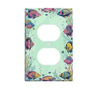 Cubiertas dúplex de peces para pared, diseño de burbujas de coral coloridas bajo el agua, de plástico azul, tamaño estándar, para tomas de corriente para el hogar, sala de estar, decoración de