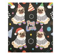 Cubiertas magnéticas decorativas para lavavajillas, diseño de carlino con texto en inglés "Love Holiday", para lavavajillas, 58 x 66 cm