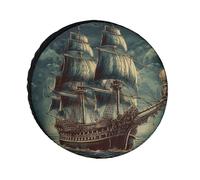 Cubiertas náuticas vintage para neumáticos de barco pirata, impermeables, anti UV, cubierta de neumático de 30 pulgadas, cubiertas de rueda de un solo eje para caravana, camión, SUV, remolque