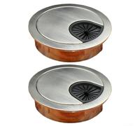 Cubiertas para agujeros de cable de escritorio de 50 mm, 2 organizadores de cables de escritorio, cubiertas redondas para gestión de cables y ordenamiento del escritorio (cepillado 50 mm)