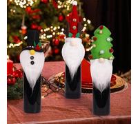Cubiertas Para Botellas De Vino Navideñas - Tapón De Tapa Reutilizable Y Adorable | Navideño Para Vino De 3 Piezas,Para Cerveza Whisky Vaso Fiestas Cumpleaños Halloween Viaje Hogar Cocina