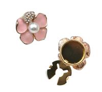 Cubiertas para botones con pedrería, Paquete de 4 fundas for gemelos con diamantes imitación florales y cinco pétalos, color rosa, 25 mm