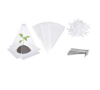 Cubiertas para plantas de protección contra heladas, conos de plantas de jardín de PVC blanco, barrera de animales al aire libre para hojas de protección de invierno con estacas, kit de defensa contra