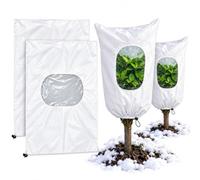Cubiertas para plantas, protección contra congelación, cubierta de invierno | Tela no tejida transpirable, manta reutilizable para heladas, base de cordón, se adapta a árboles, arbustos, macetas