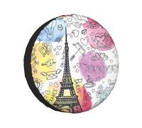 Cubiertas para ruedas de neumáticos de Navidad con diseño de la Torre Eiffel, impermeables, a prueba de polvo, protectores solares