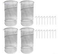 Cubiertas protectoras para plantas con malla y marco de acero, protege contra conejos, ciervos y pollos, incluye picos de tierra para mayor estabilidad (4 unidades, blanco)