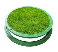 Cubiertas redondas de resina para tanque séptico y tapa oculta esF para lavabo de aguas residuales para patio, cubierta de boca con base (A50 x)