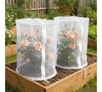 Cubiertas reutilizables para plantas, malla de PVC transpirable con acceso con cremallera para protección de insectos y pájaros, se adapta a camas elevadas y macetas de jardín, 2 tamaños (15.7 x 15.7