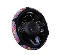 Cubiertas Volante automóvil Funda para Volante Tela De Vaca con Estampado De Girasoles A Cuadros En Blanco Y Negro, Sin Aro Interior, De 14,5 A 15 Pulgadas.(Color Lattice)