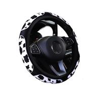 Cubiertas Volante automóvil Funda para Volante Tela De Vaca con Estampado De Girasoles A Cuadros En Blanco Y Negro, Sin Aro Interior, De 14,5 A 15 Pulgadas.(Cow)