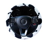 Cubiertas Volante automóvil Funda Universal para Volante Felpa, Lista para El Invierno, con Diseño Estampado Vaca Grueso, 37-38 Cm, Accesorio Cálido para Coche.