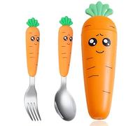 Cubiertos Bebe,Cubertería Infantil para niños de Acero Inoxidable,Cubiertos Infantiles Acero Inoxidable con Tenedores Niños,Ayuda a Alimentar Al Bebé, Aumentar El Apetito, con 1 caja de almacenamiento