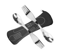 Cubiertos Camping Cuchara Tenedor Portátil Tenedores Acero Inoxidable para Mesa Casa Camping 2 piezas (Negro)