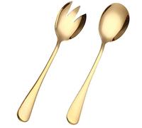 Cubiertos De Ensalada De 2 Piezas Cuchara De Ensalada Grande Juego De Servidores De Ensalada De Oro Cubiertos para Ensalada Acero Inoxidable Mate para Restaurantes Bodas Hotel Fiesta Camping