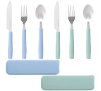 Cubiertos De Viaje Con Estuche, 6 Piezas De Cubiertos De Viaje, Porta Cubiertos Para La Oficina, Cubiertos De Acero Inoxidable Para Acampada, Fiambrera Portátil