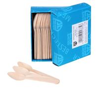 Cubiertos desechables de Gräwe, 100 cucharas pequeñas de madera, aprox. 11 cm, para café y postre
