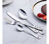 Cubiertos grabados personalizados, juego de vajilla personalizado con caja de regalo, tenedor/cuchillo/cuchara de acero inoxidable con letras personalizadas (plata)
