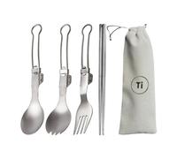 Cubiertos Para Acampada - Juego De 4 Piezas De Cubiertos De Titanio - Set de Desplegables,para Familia, Amigos, Adultos, Hombres, Mujeres, Uso en Exterior, Comida Diaria y Picnic